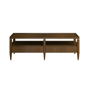 A.R.T. Furniture Eave Rectangular Cocktail Table: Elegant Quartered Walnut Top With Diamond Pattern & Gold Tapered Legs Brown Material(S), Poplar And Parawood Solids,Walnut Veneer 336300-1860