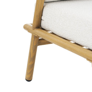 English Elm Christopher Knight Home® - La Fiora Teak-Finish Iron Club Chair Set of 2 with Off-White Outdoor Cushions, Weather-Resistant Luxe Seating N775P247389T