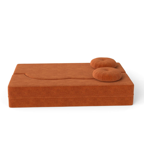 English Elm Modern Corduroy Folding Floor Sofa Sleeper with Foam Fill for Studio Bedroom Guests Orange W2353P379629