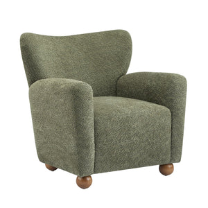 English Elm Christopher Knight Home® - Cozy Wingback Armchair with Plush Bouclé Upholstery, Solid Wood Legs, Timeless Elegant Comfort Olive Green,Teak 32 L x 29.5 W x 26.75 H N776P293322G