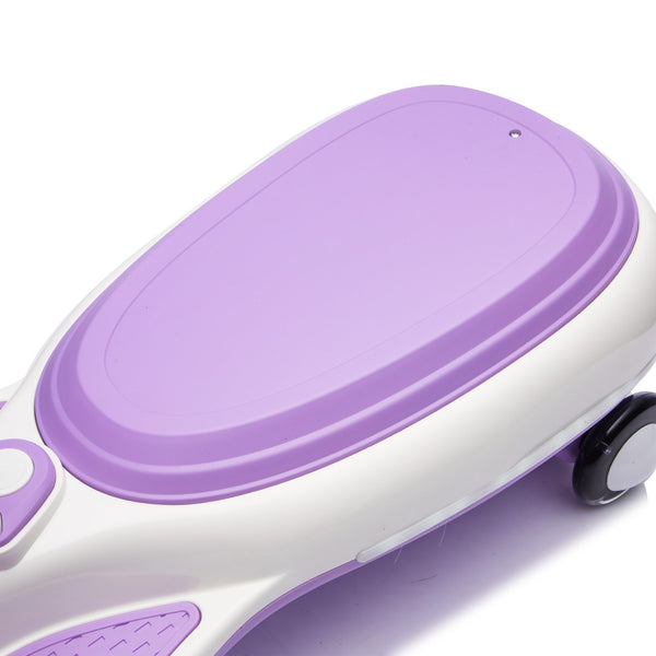 English Elm 12v Kids Ride on Wiggle Car with Dual Motors Led Wheels Bluetooth and Triangular Frame Purple W1578P390193