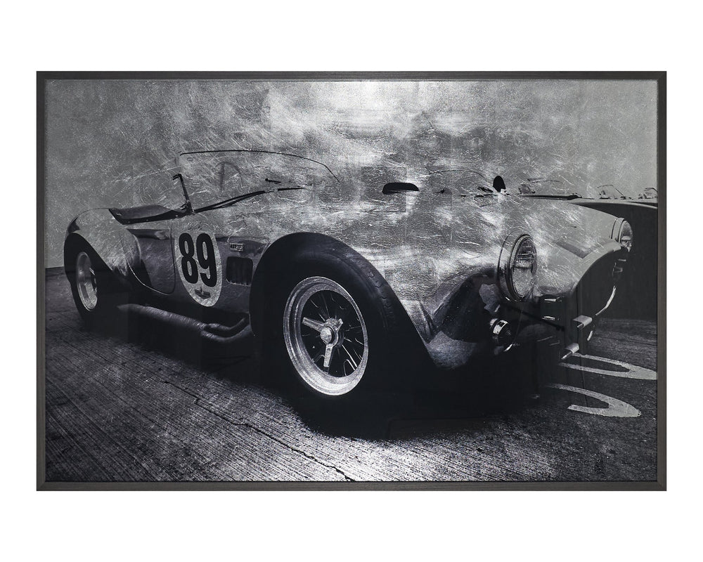 Sunpan Cobra 427 Vintage Wall Art - Luxe Collection with Handcrafted Silver Leaf & Charcoal Frame Decor