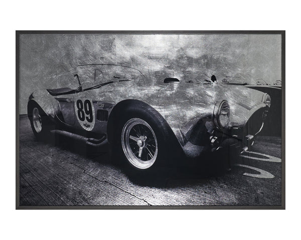 Sunpan Cobra 427 Vintage Wall Art - Luxe Collection with Handcrafted Silver Leaf & Charcoal Frame Decor