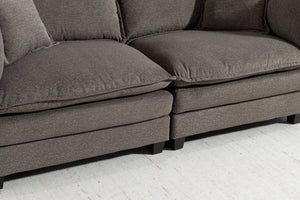 English Elm Modern Chenille Sectional Sofa with Chaise Lounge Solid Wood Frame Living Room Seating Antique Grey W2530P463107
