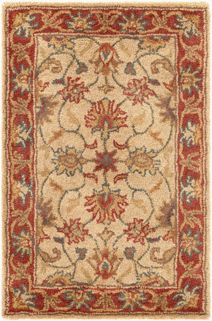 Livabliss Caesar Collection Hand Tufted Wool Area Rug Traditional Living Dining Room Accent Tan, Rust 2' x 3' CAE1001-23