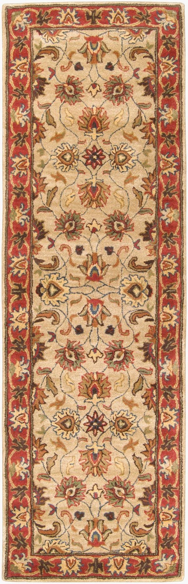 Livabliss Caesar Collection Hand Tufted Wool Area Rug Traditional Living Dining Room Accent Tan, Rust 2'6" x 8' CAE1001-268