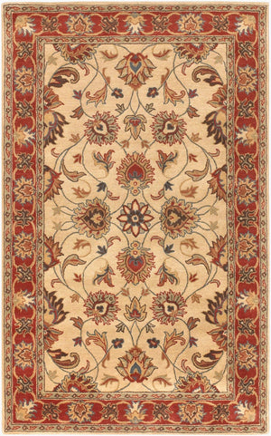 Livabliss Caesar Collection Hand Tufted Wool Area Rug Traditional Living Dining Room Accent Tan, Rust 4' x 6' CAE1001-46