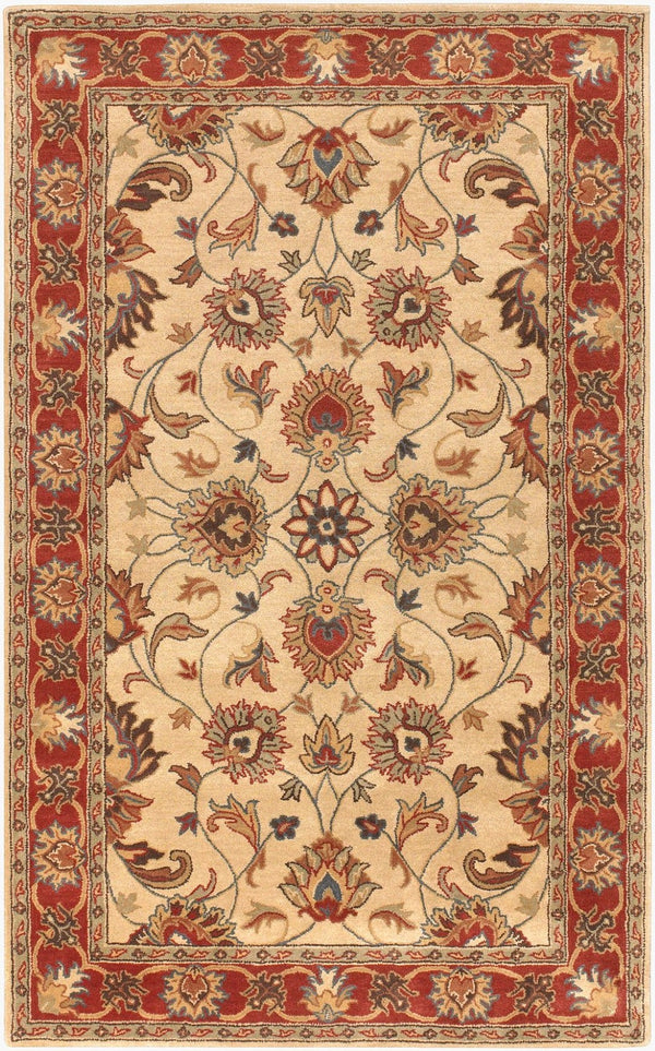 Livabliss Caesar Collection Hand Tufted Wool Area Rug Traditional Living Dining Room Accent Tan, Rust 4' x 6' CAE1001-46