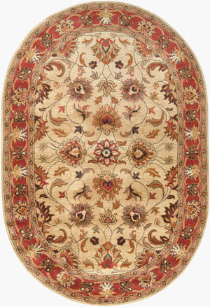 Livabliss Caesar Collection Hand Tufted Wool Area Rug Traditional Living Dining Room Accent Tan, Rust 6' x 9' Oval CAE1001-69OV