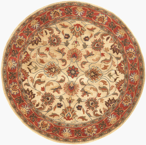 Livabliss Caesar Collection Hand Tufted Wool Area Rug Traditional Living Dining Room Accent Tan, Rust 9'9" x 9'9" Round CAE1001-99RD