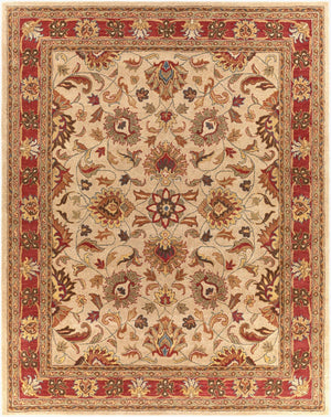 Livabliss Caesar Collection Hand Tufted Wool Area Rug Traditional Living Dining Room Accent Tan, Rust 7'6" x 9'6" CAE1001-7696