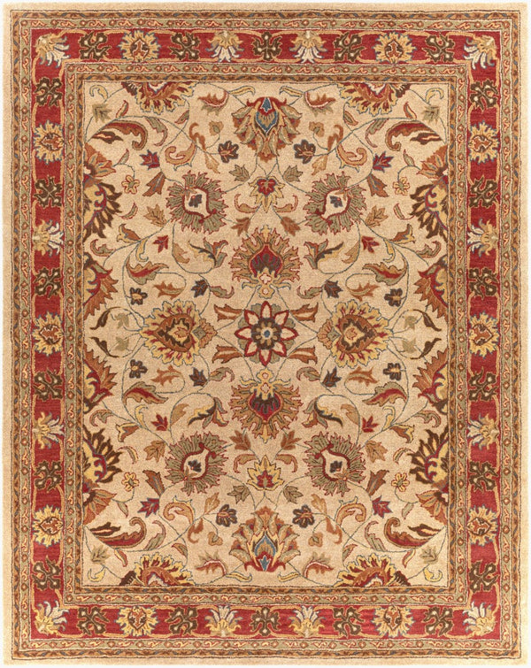 Livabliss Caesar Collection Hand Tufted Wool Area Rug Traditional Living Dining Room Accent Tan, Rust 7'6" x 9'6" CAE1001-7696