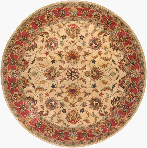 Livabliss Caesar Collection Hand Tufted Wool Area Rug Traditional Living Dining Room Accent Tan, Rust 8' x 8' Round CAE1001-8RD