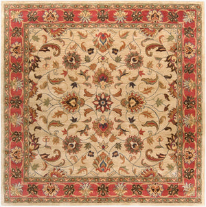 Livabliss Caesar Collection Hand Tufted Wool Area Rug Traditional Living Dining Room Accent Tan, Rust 6' x 6' Square CAE1001-6SQ