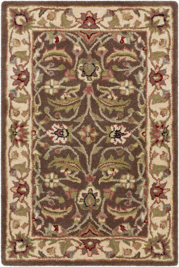 Livabliss Caesar Hand Tufted Wool Area Rug Traditional Pattern for Living Room or Dining Dark Brown, Pal 2' x 3' CAE1003-23