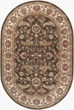 Livabliss Caesar Hand Tufted Wool Area Rug Traditional Pattern for Living Room or Dining Dark Brown, Pal 6' x 9' Oval CAE1003-69OV