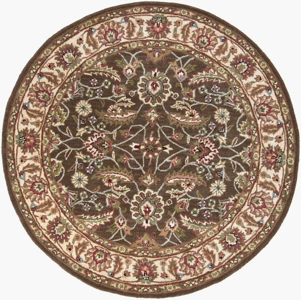 Livabliss Caesar Hand Tufted Wool Area Rug Traditional Pattern for Living Room or Dining Dark Brown, Pal 9'9" x 9'9" Round CAE1003-99RD