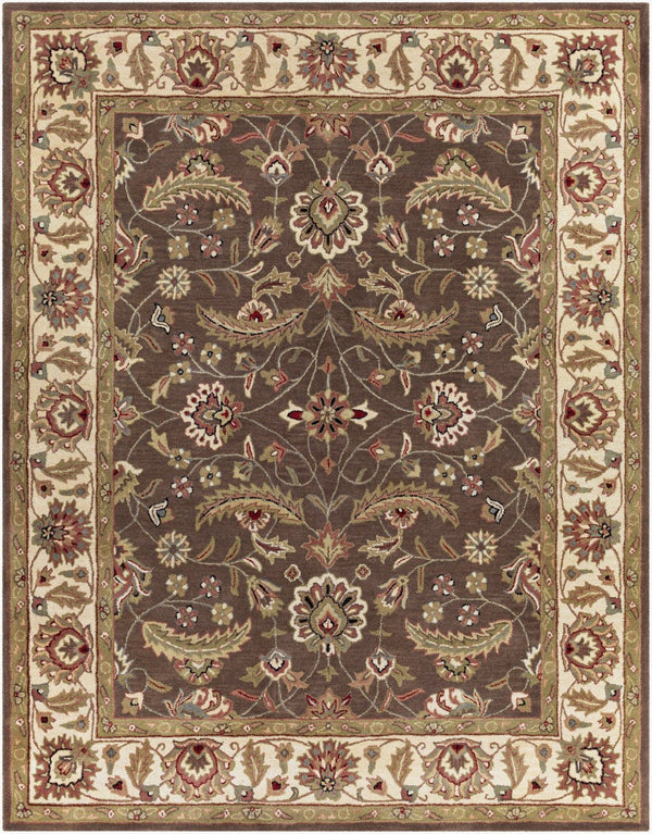 Livabliss Caesar Hand Tufted Wool Area Rug Traditional Pattern for Living Room or Dining Dark Brown, Pal 7'6" x 9'6" CAE1003-7696