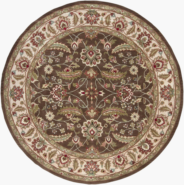 Livabliss Caesar Hand Tufted Wool Area Rug Traditional Pattern for Living Room or Dining Dark Brown, Pal 8' x 8' Round CAE1003-8RD