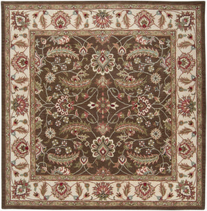 Livabliss Caesar Hand Tufted Wool Area Rug Traditional Pattern for Living Room or Dining Dark Brown, Pal 9'9" x 9'9" Square CAE1003-99SQ