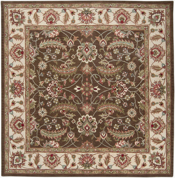 Livabliss Caesar Hand Tufted Wool Area Rug Traditional Pattern for Living Room or Dining Dark Brown, Pal 9'9" x 9'9" Square CAE1003-99SQ