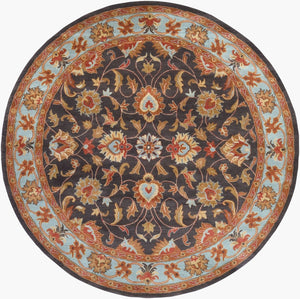 Livabliss Caesar Hand Tufted Wool Area Rug Updated Traditional Pattern for Living and Dining Rooms Charcoal, Slate 8' x 8' Round CAE1004-8RD