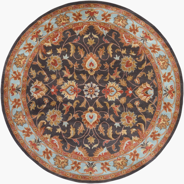Livabliss Caesar Hand Tufted Wool Area Rug Updated Traditional Pattern for Living and Dining Rooms Charcoal, Slate 8' x 8' Round CAE1004-8RD