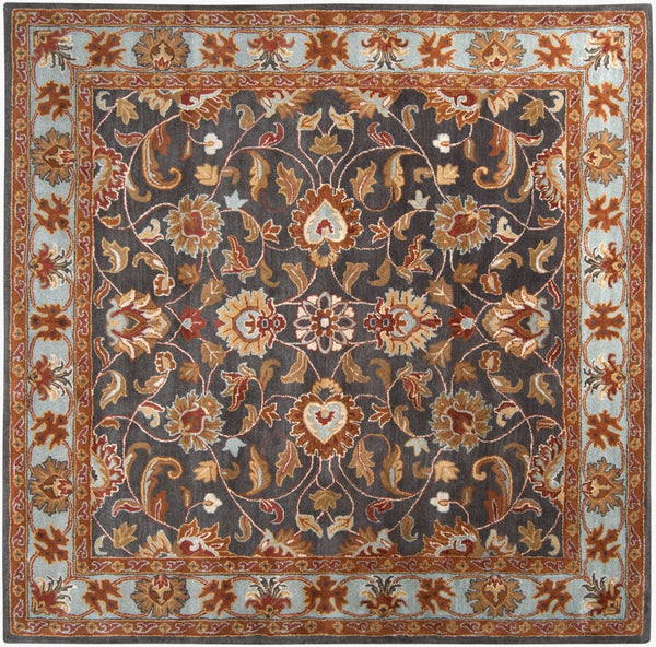 Livabliss Caesar Hand Tufted Wool Area Rug Updated Traditional Pattern for Living and Dining Rooms Charcoal, Slate 4' x 4' Square CAE1004-4SQ