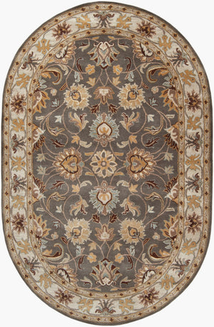 Livabliss Caesar Hand Tufted Wool Area Rug for Formal Living Dining and Bedroom Spaces Charcoal, Taupe 6' x 9' Oval CAE1005-69OV
