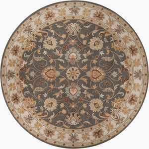 Livabliss Caesar Hand Tufted Wool Area Rug for Formal Living Dining and Bedroom Spaces Charcoal, Taupe 8' x 8' Round CAE1005-8RD