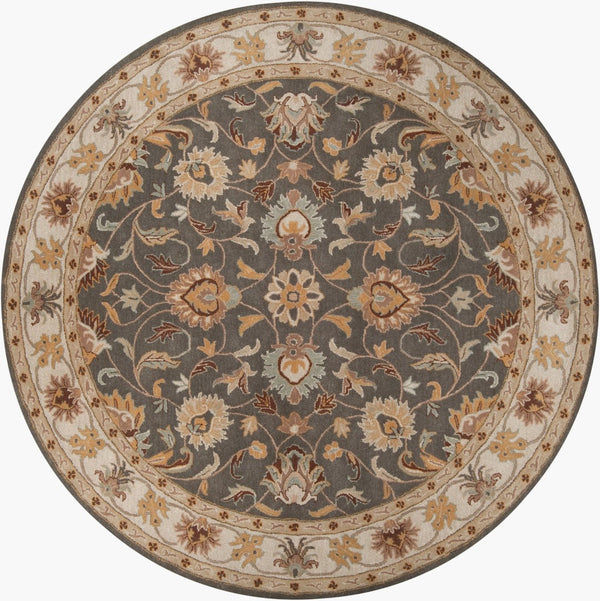 Livabliss Caesar Hand Tufted Wool Area Rug for Formal Living Dining and Bedroom Spaces Charcoal, Taupe 8' x 8' Round CAE1005-8RD