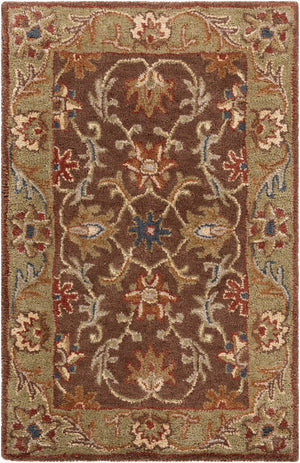Livabliss Caesar Hand Tufted Wool Area Rug Traditional Pattern for Large Living Dining Spaces Dark Brown, Oli 2' x 3' CAE1009-23