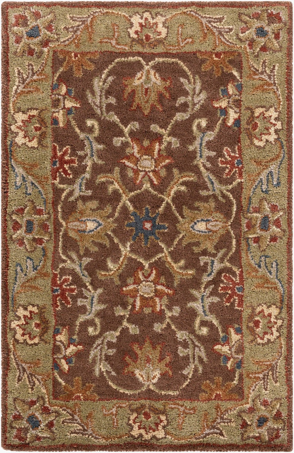 Livabliss Caesar Hand Tufted Wool Area Rug Traditional Pattern for Large Living Dining Spaces Dark Brown, Oli 2' x 3' CAE1009-23