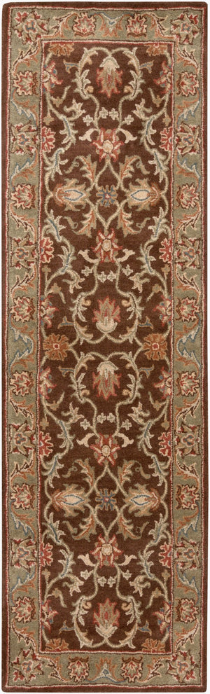 Livabliss Caesar Hand Tufted Wool Area Rug Traditional Pattern for Large Living Dining Spaces Dark Brown, Oli 2'6" x 8' CAE1009-268