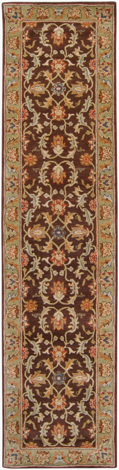 Livabliss Caesar Hand Tufted Wool Area Rug Traditional Pattern for Large Living Dining Spaces Dark Brown, Oli 3' x 12' CAE1009-312