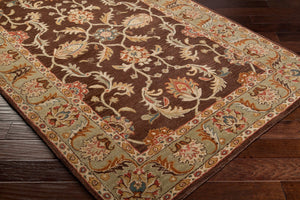 Livabliss Caesar Hand Tufted Wool Area Rug Traditional Pattern for Large Living Dining Spaces Dark Brown, Oli 6' x 6' Square CAE1009-6SQ