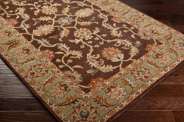 Livabliss Caesar Hand Tufted Wool Area Rug Traditional Pattern for Large Living Dining Spaces Dark Brown, Oli 6' x 6' Square CAE1009-6SQ