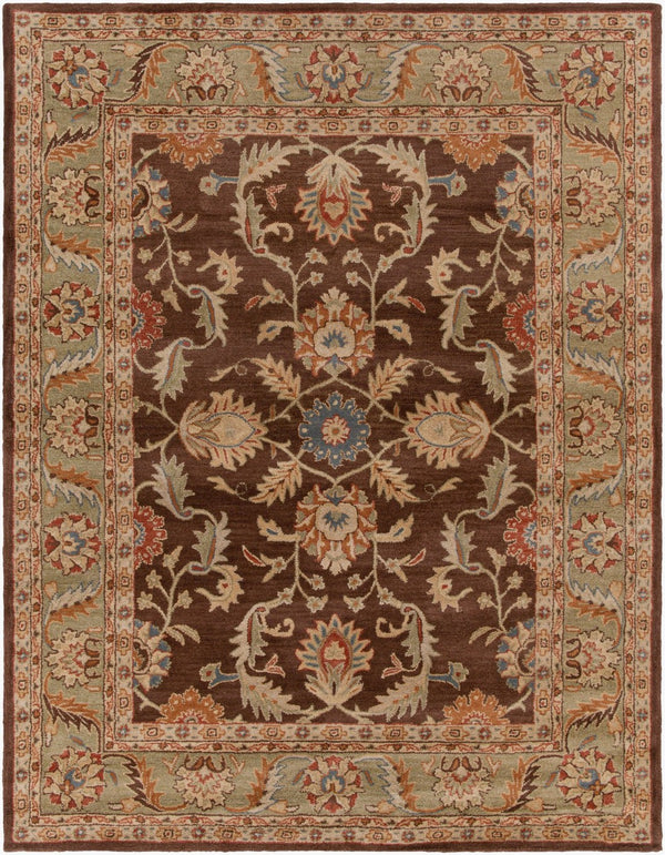 Livabliss Caesar Hand Tufted Wool Area Rug Traditional Pattern for Large Living Dining Spaces Dark Brown, Oli 7'6" x 9'6" CAE1009-7696