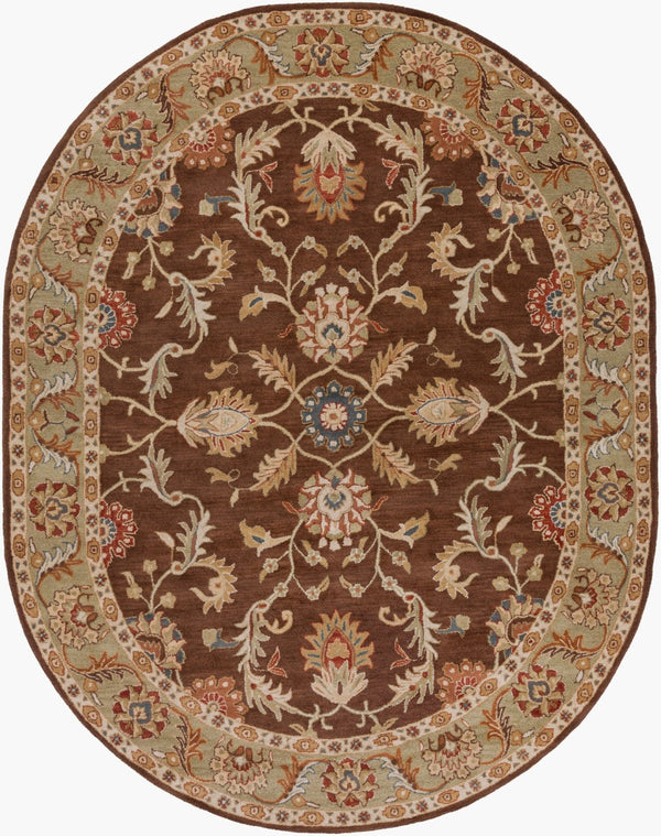 Livabliss Caesar Hand Tufted Wool Area Rug Traditional Pattern for Large Living Dining Spaces Dark Brown, Oli 8' x 10' CAE1009-810OV