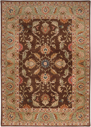 Livabliss Caesar Hand Tufted Wool Area Rug Traditional Pattern for Large Living Dining Spaces Dark Brown, Oli 8' x 11' CAE1009-811