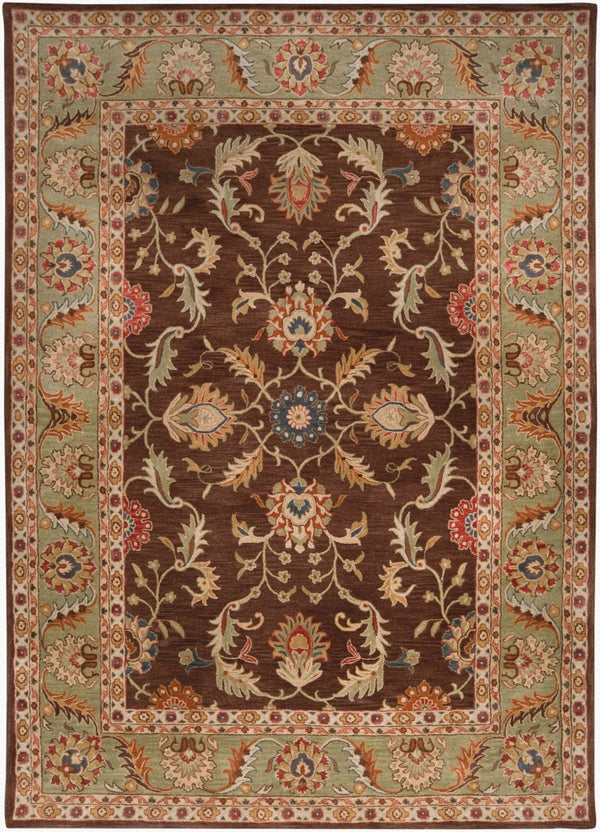 Livabliss Caesar Hand Tufted Wool Area Rug Traditional Pattern for Large Living Dining Spaces Dark Brown, Oli 8' x 11' CAE1009-811