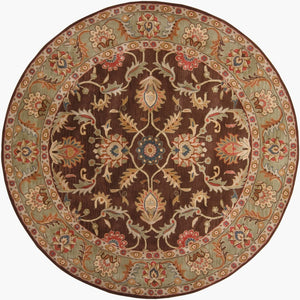Livabliss Caesar Hand Tufted Wool Area Rug Traditional Pattern for Large Living Dining Spaces Dark Brown, Oli 8' x 8' Round CAE1009-8RD