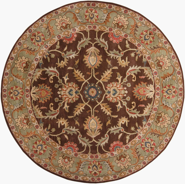 Livabliss Caesar Hand Tufted Wool Area Rug Traditional Pattern for Large Living Dining Spaces Dark Brown, Oli 8' x 8' Round CAE1009-8RD