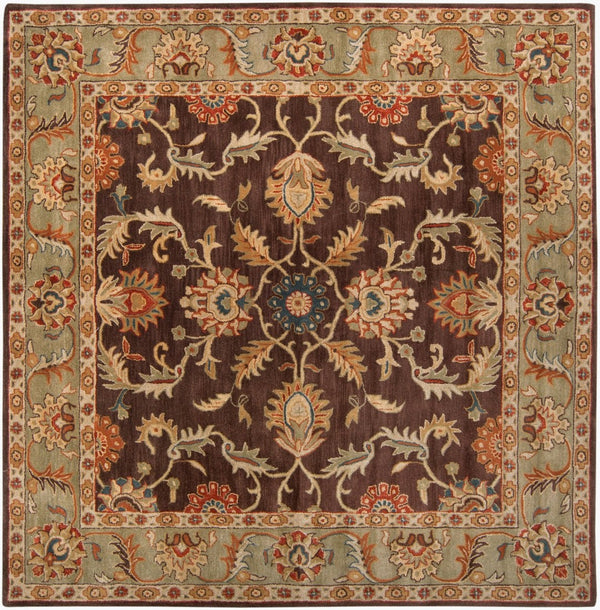 Livabliss Caesar Hand Tufted Wool Area Rug Traditional Pattern for Large Living Dining Spaces Dark Brown, Oli 6' x 6' Square CAE1009-6SQ