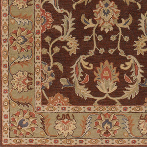 Livabliss Caesar Hand Tufted Wool Area Rug Traditional Pattern for Large Living Dining Spaces Dark Brown, Oli 6' x 6' Square CAE1009-6SQ