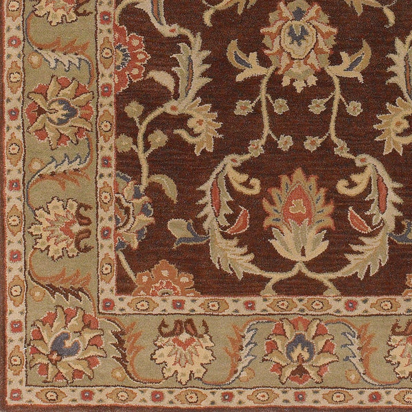 Livabliss Caesar Hand Tufted Wool Area Rug Traditional Pattern for Large Living Dining Spaces Dark Brown, Oli 6' x 6' Square CAE1009-6SQ