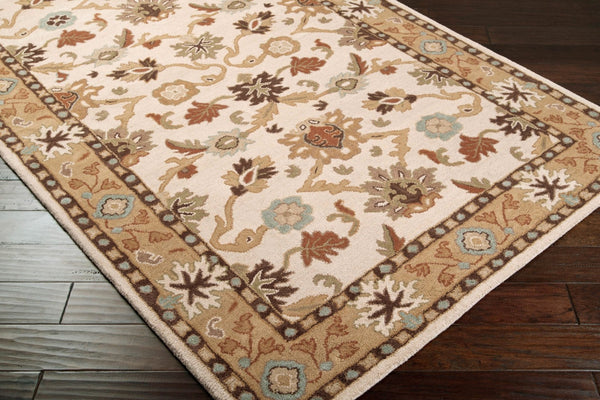 Livabliss Caesar Hand Tufted Wool Area Rug Traditional Pattern for Large Living Dining Rooms Light Beige, Ta 6' x 9' Oval CAE1010-69OV