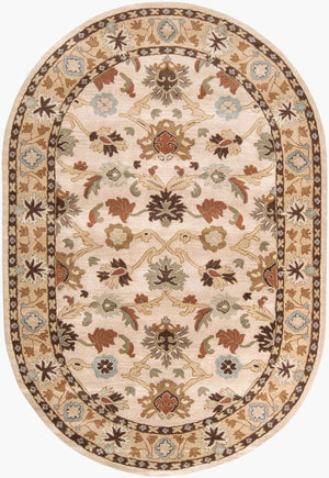 Livabliss Caesar Hand Tufted Wool Area Rug Traditional Pattern for Large Living Dining Rooms Light Beige, Ta 6' x 9' Oval CAE1010-69OV