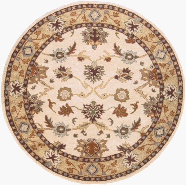 Livabliss Caesar Hand Tufted Wool Area Rug Traditional Pattern for Large Living Dining Rooms Light Beige, Ta 6' x 6' Round CAE1010-6RD