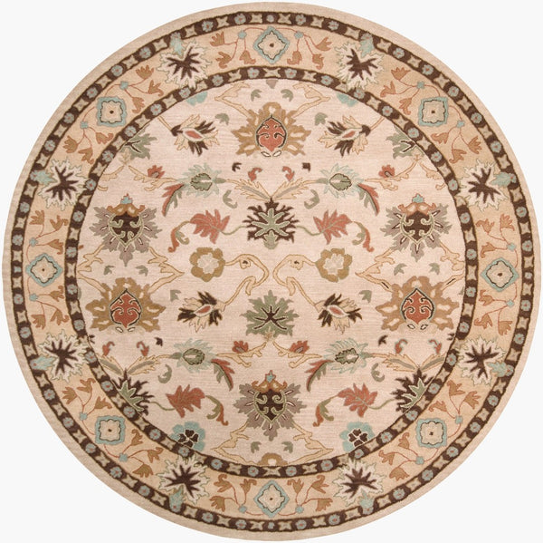Livabliss Caesar Hand Tufted Wool Area Rug Traditional Pattern for Large Living Dining Rooms Light Beige, Ta 8' x 8' Round CAE1010-8RD